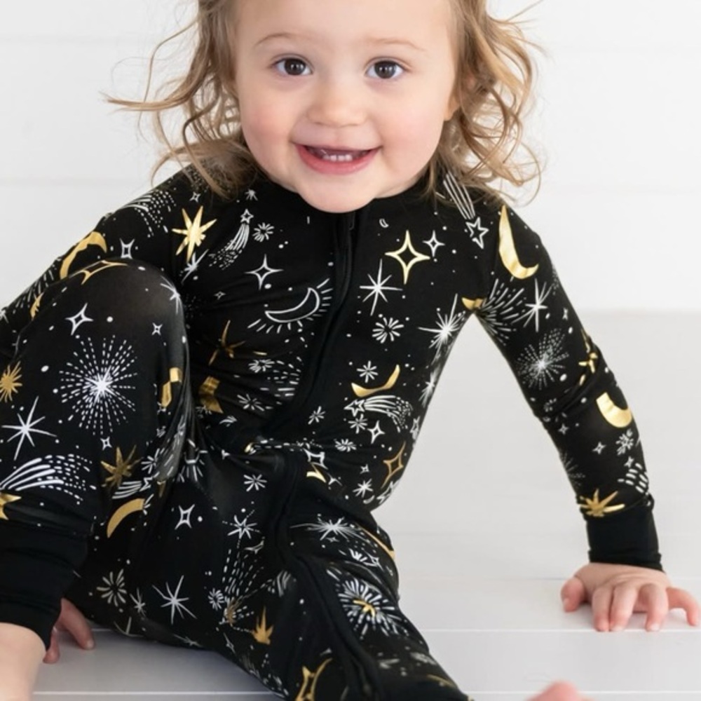 💫 Little Sleepies Celebration Stars New Year Bamboo zippered romper pajamas